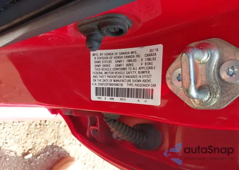 2016 Honda Civic Lx from USA, damaged, VIN 2HGFC2F59GH546156